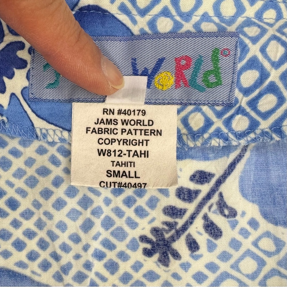 Jams World Tahiti Sarong Skirt Small W812-TAHI Blue Floral Rayon Wrap Hawaii - Picture 11 of 12